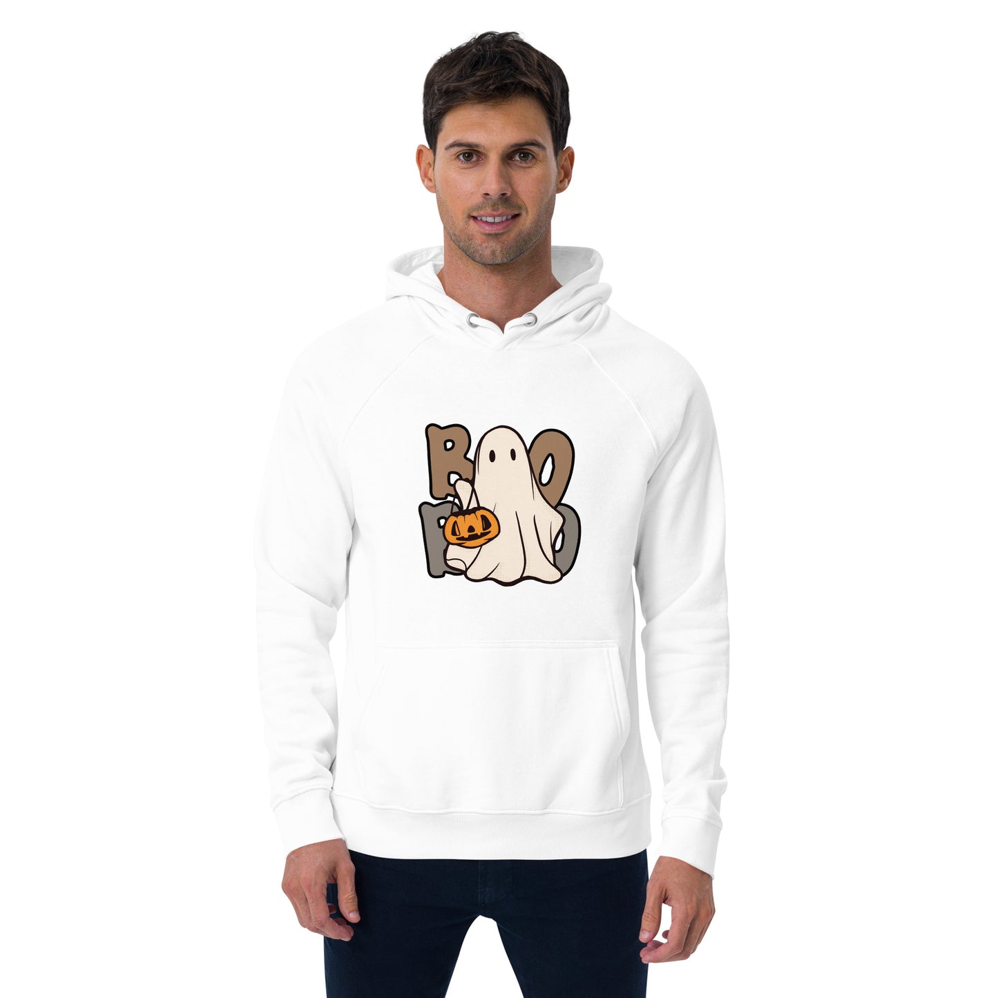 Boo Halloween Graphic Men Eco Raglan Hoodie