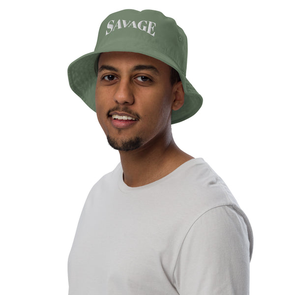 Savage Typography Graphic Organic Bucket Hat