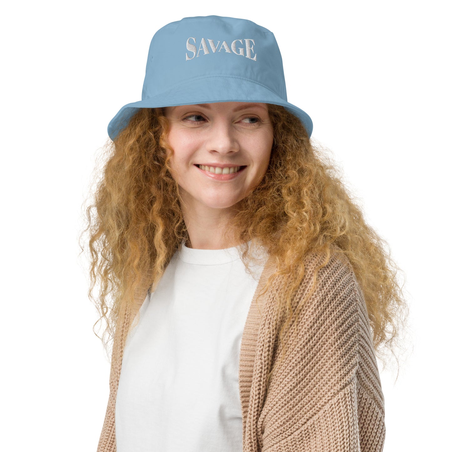 Savage Typography Graphic Organic Bucket Hat