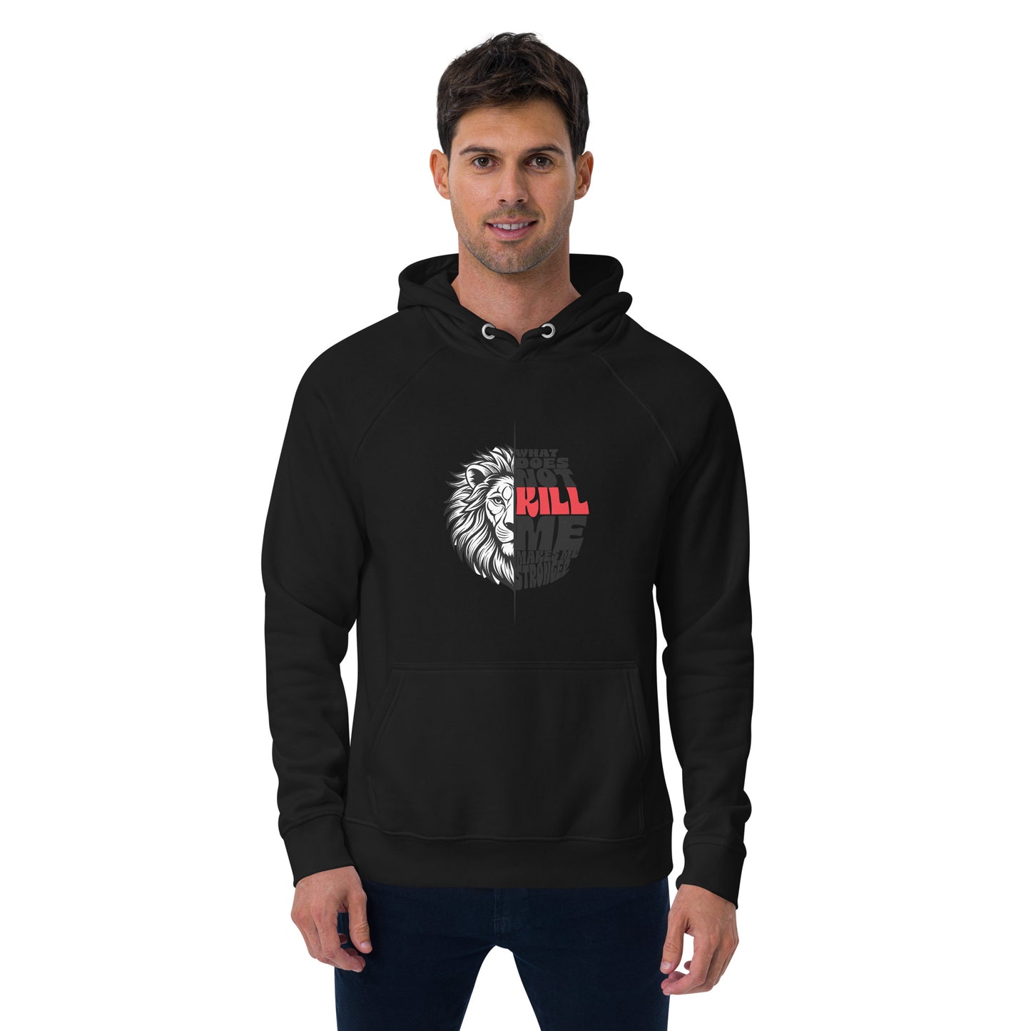 Lion Typography Graphic Men Eco Raglan Hoodie
