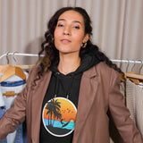 Sunset Surfing Vintage Graphic Women Eco Raglan Hoodie