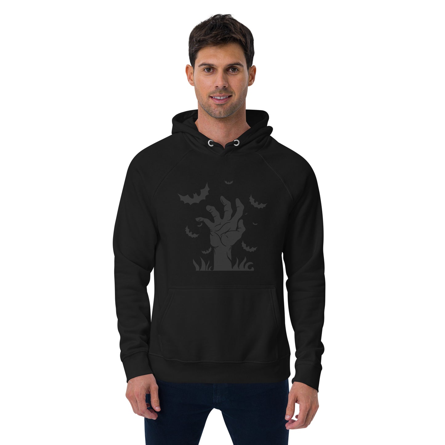 Hand Halloween Graphic Men Eco Raglan Hoodie