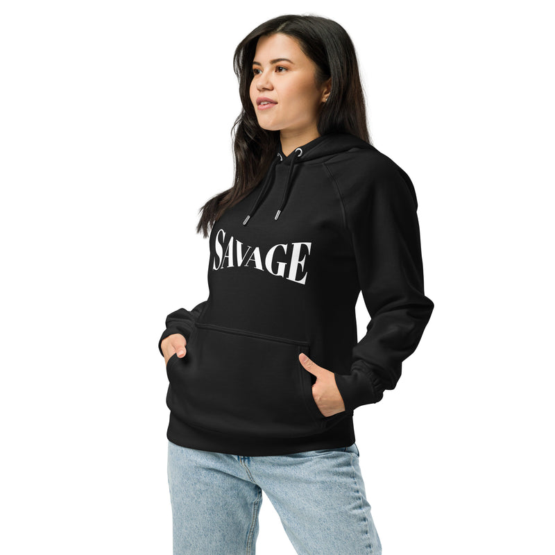 Savage Typography Graphic Women Eco Raglan Hoodie