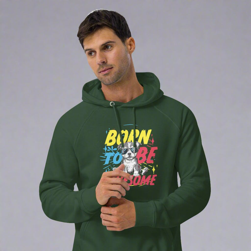 Born to be Awesome Typography Graphic Men Eco Raglan Hoodie