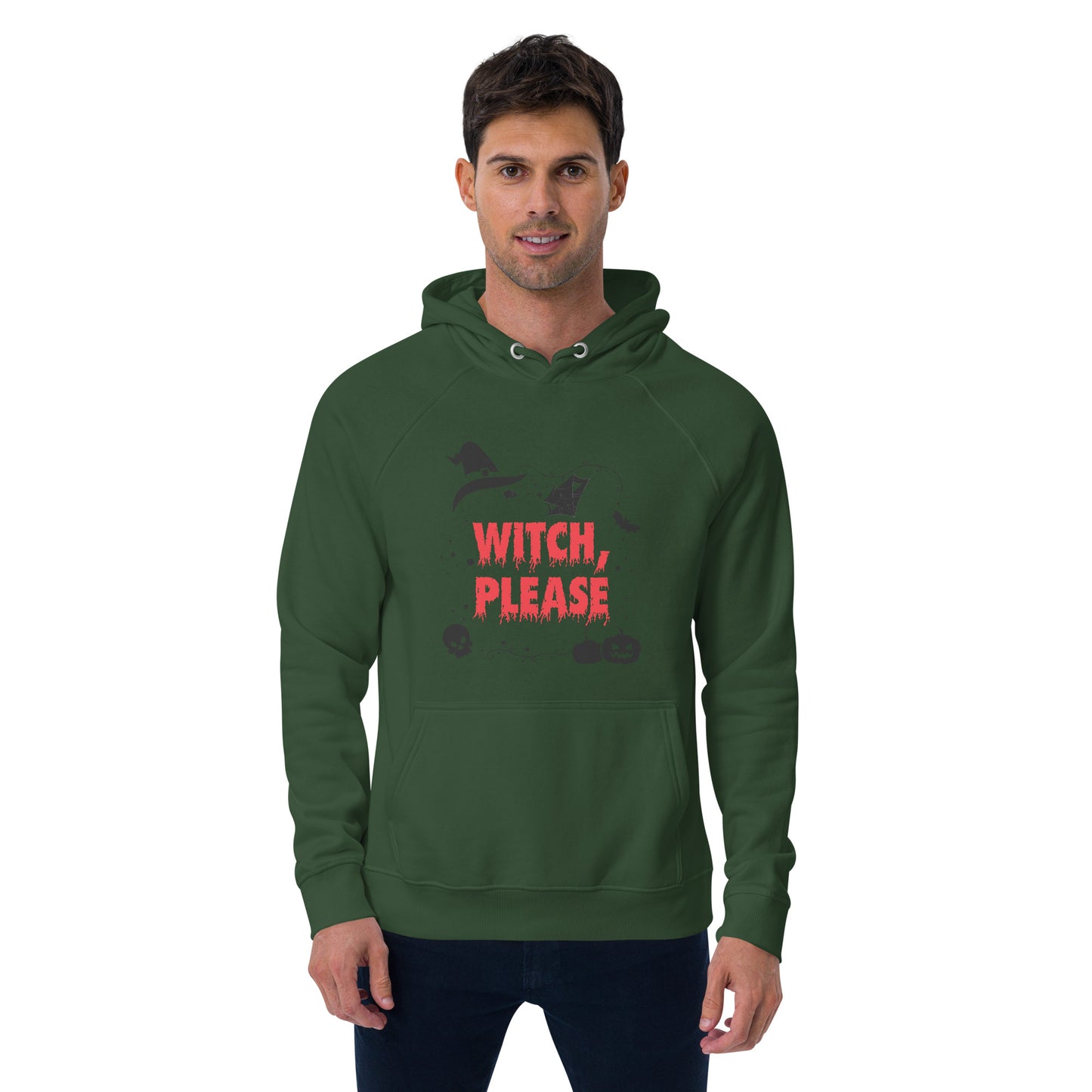 Witch Please Halloween Men Eco Raglan Hoodie