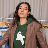 Ghost Halloween Graphic Women Eco Raglan Hoodie