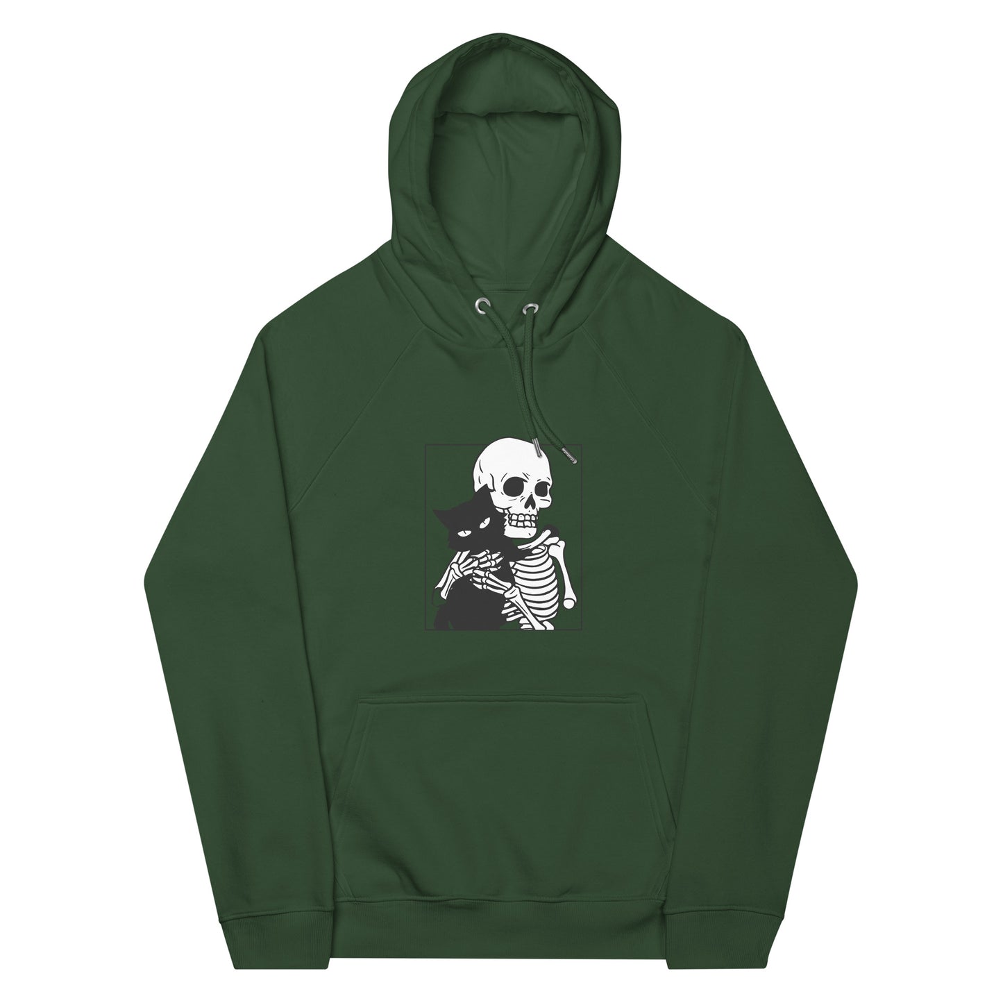 Cat and Skeleton Halloween Graphic Men Eco Raglan Hoodie