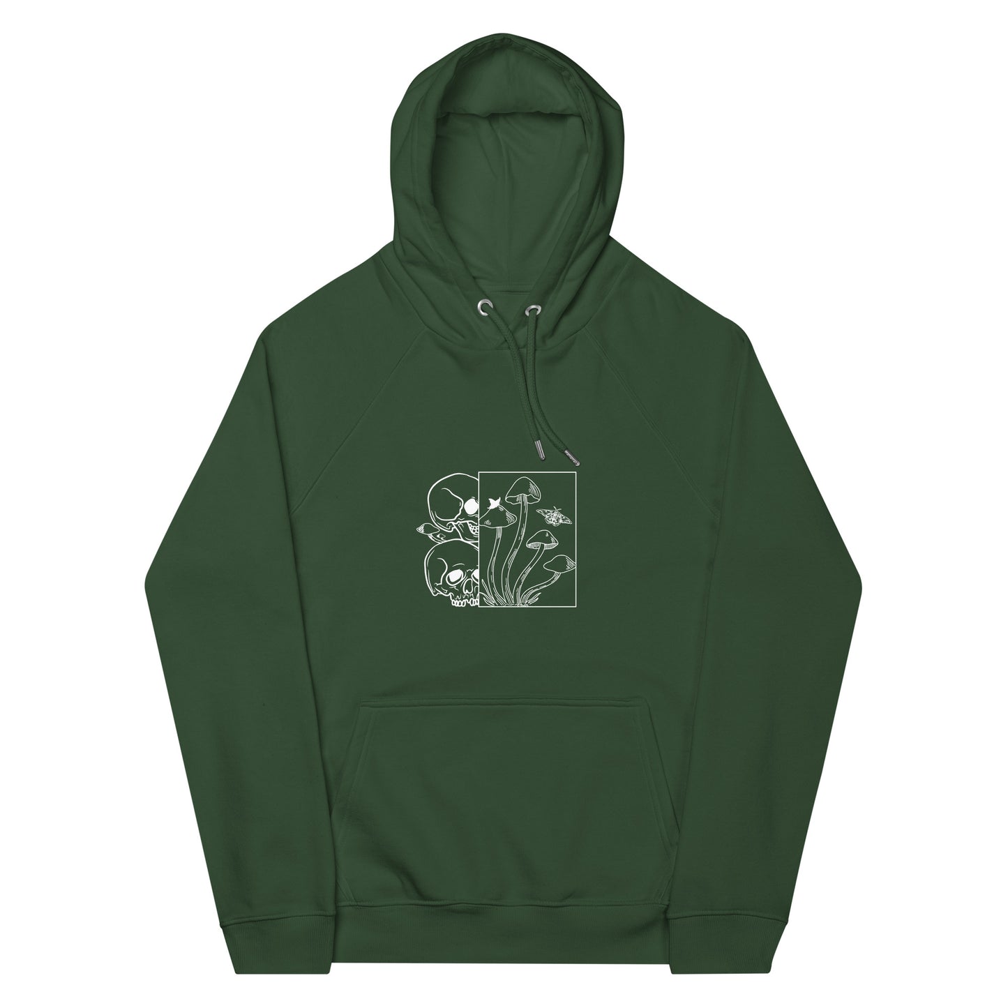 Skulls and Mushrooms Halloween Graphic Men Eco Raglan Hoodie