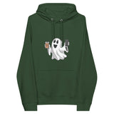 Ghost with Coffee Halloween Graphic Women Eco Raglan Hoodie