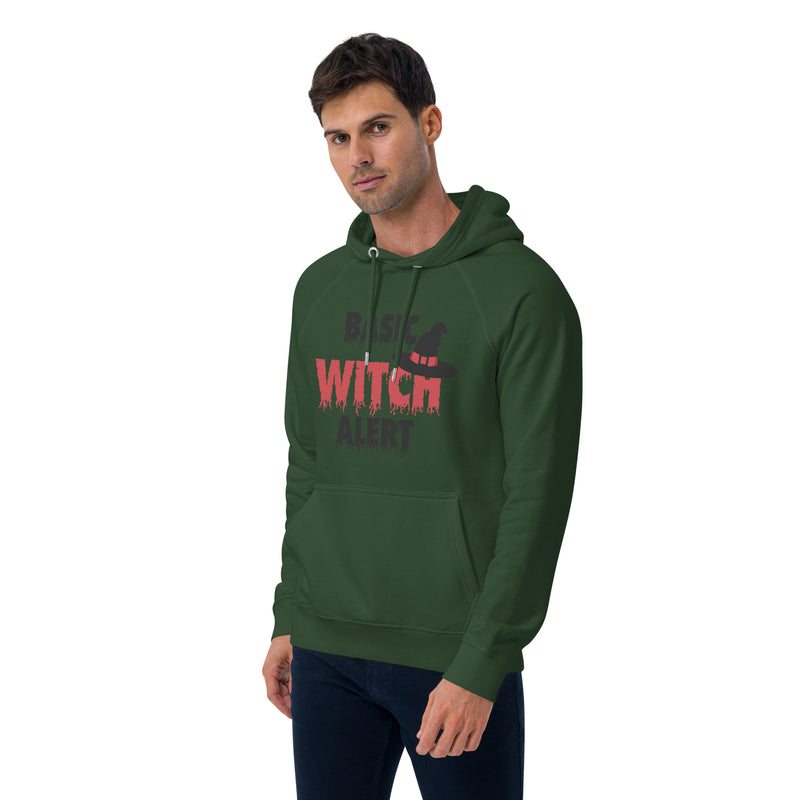 Basic Witch Alert Halloween Graphic Men Eco Raglan Hoodie