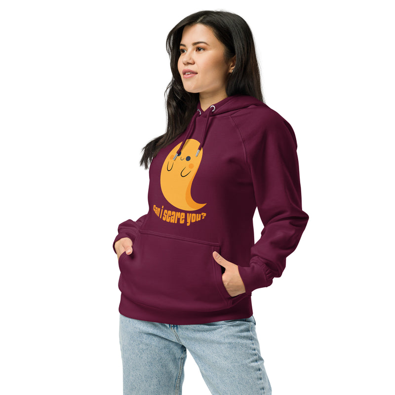 Can I Scare You Halloween Graphic Women Eco Raglan Hoodie