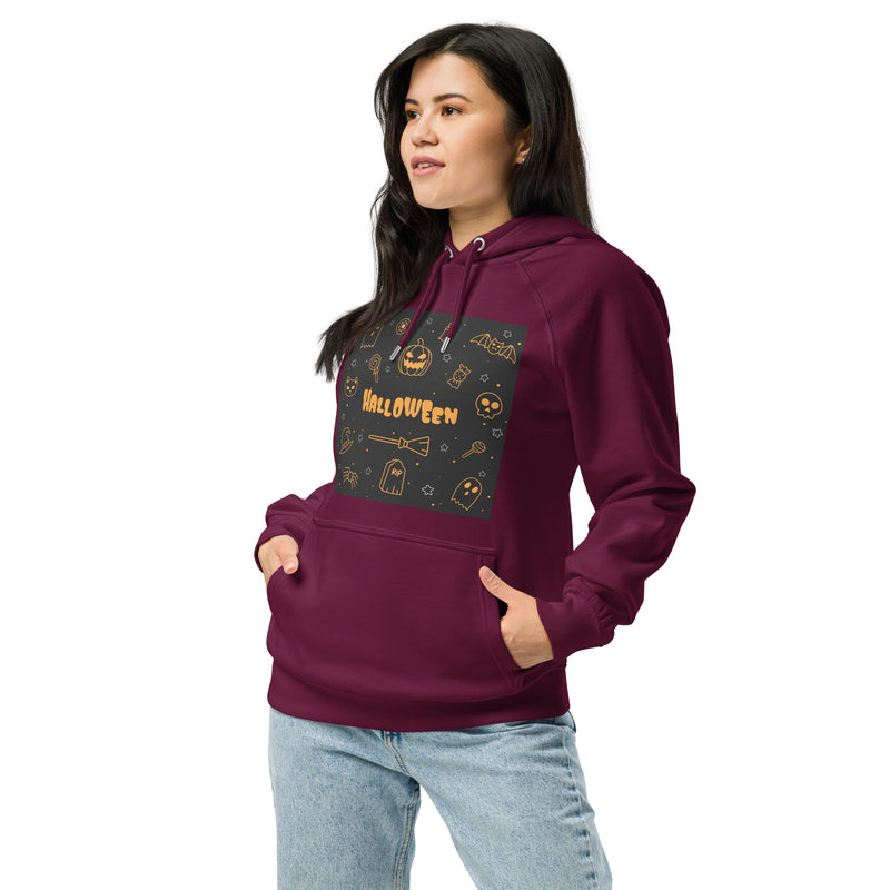 Multiple Halloween Graphic Women Eco Raglan Hoodie