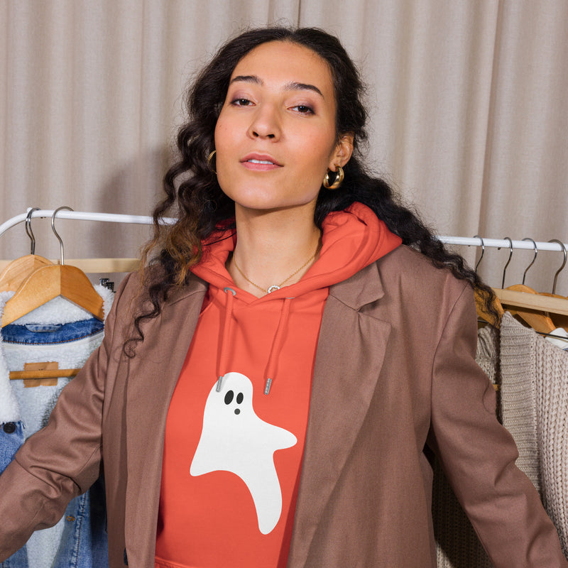 Ghost Halloween Graphic Women Eco Raglan Hoodie