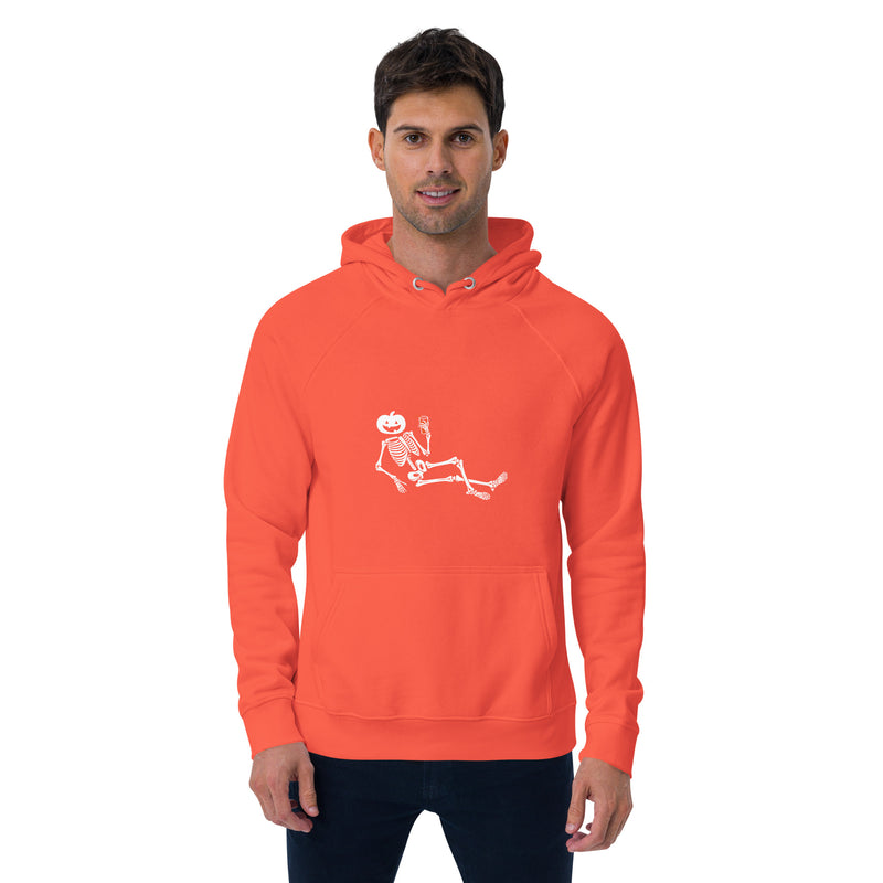 Chilling Pumpkin Head Skeleton Halloween Graphic Men Eco Raglan Hoodie