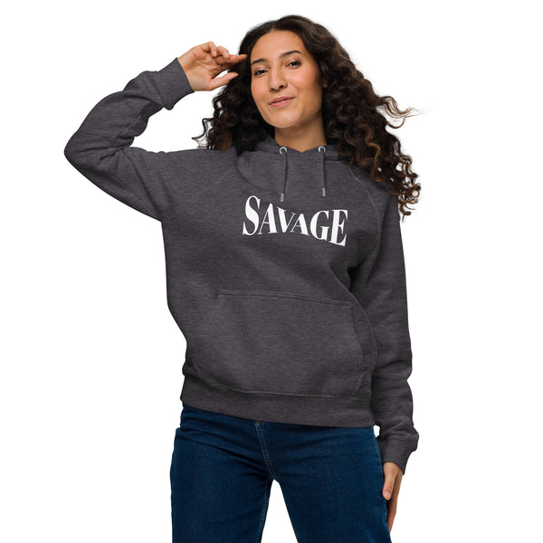 Savage Typography Graphic Women Eco Raglan Hoodie