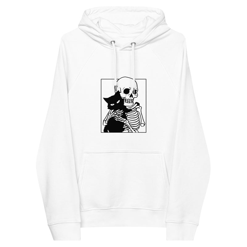 Cat and Skeleton Halloween Graphic Women Eco Raglan Hoodie