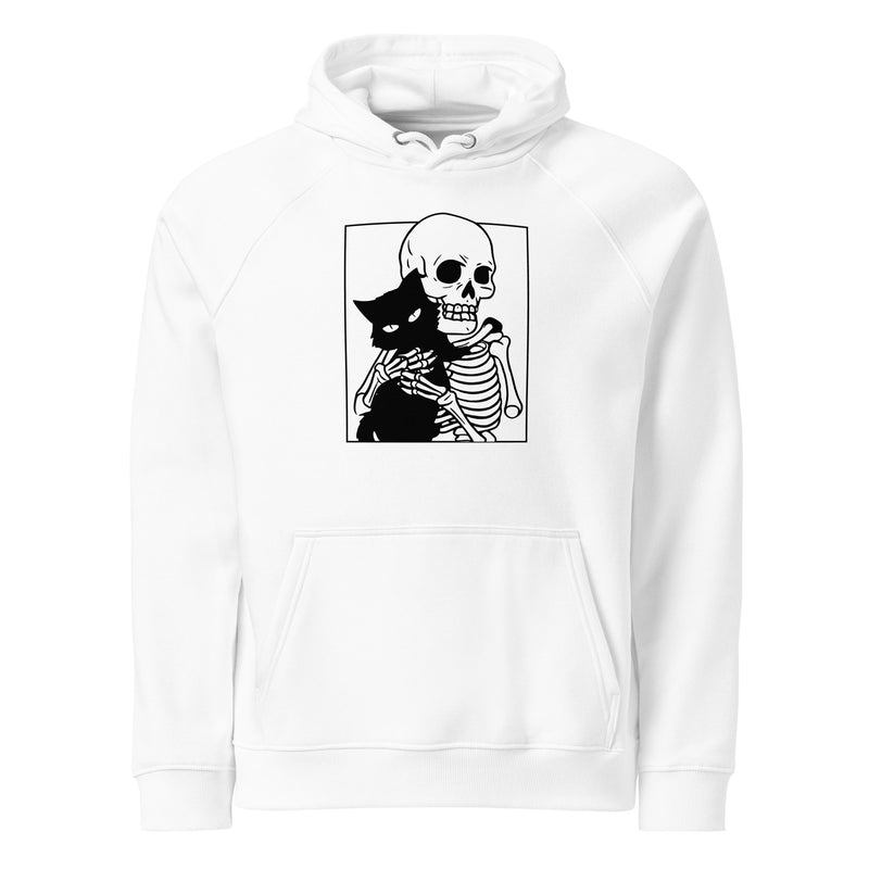 Cat and Skeleton Halloween Graphic Men Eco Raglan Hoodie