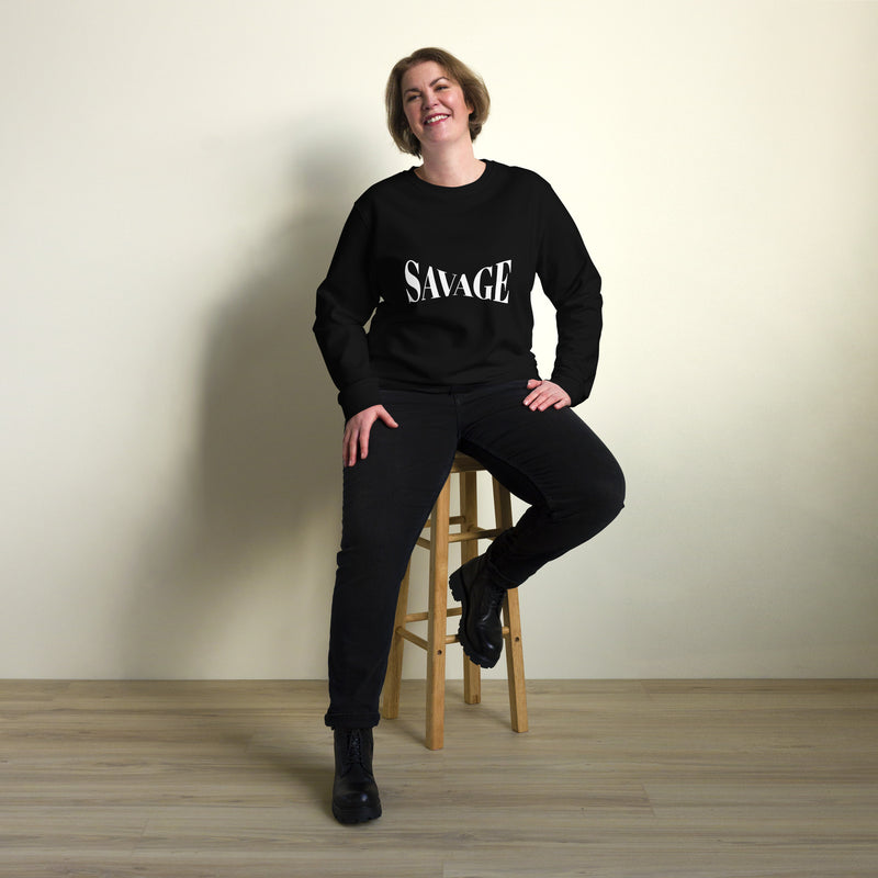 Savage Typography Graphic Women Organic Sweatshirt