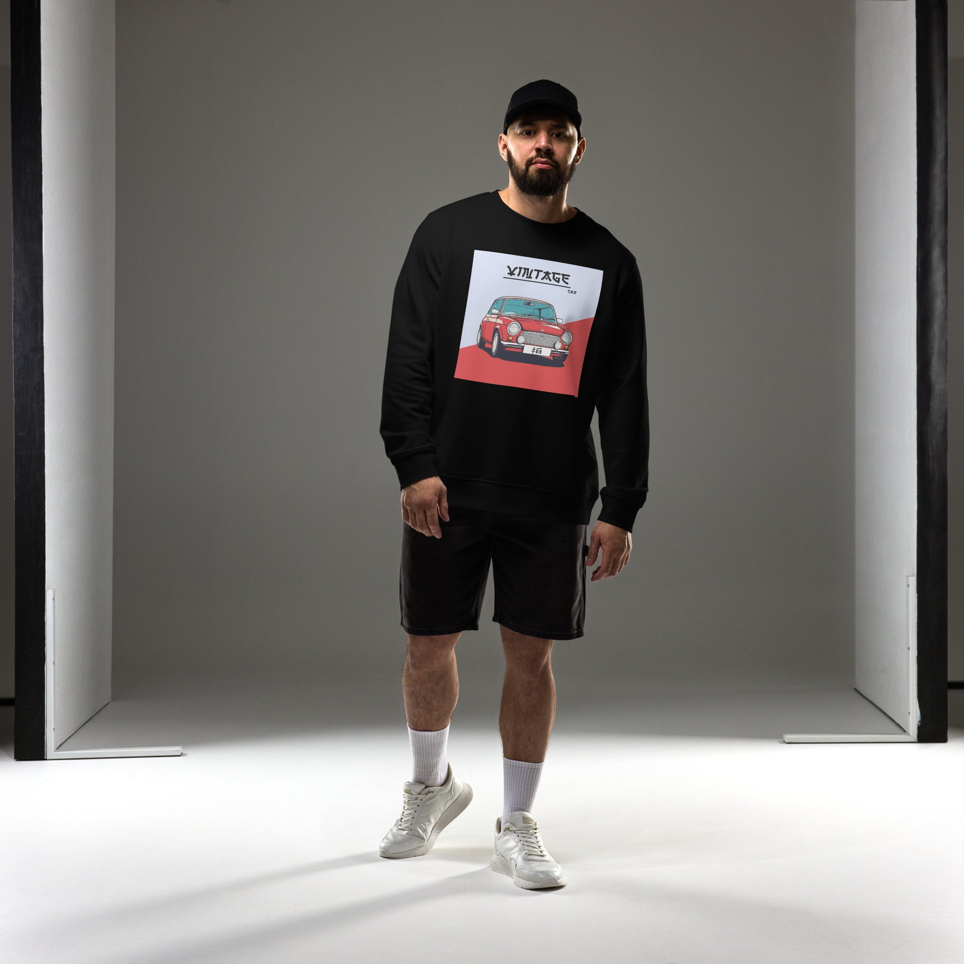 Black Vintage Car Sweatshirts that are organic and sustainable.