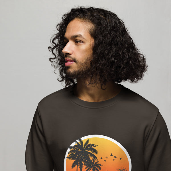 Sunset Surfing Vintage Graphic Men Organic Sweatshirt