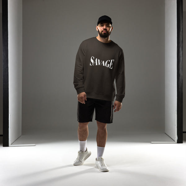 Savage Typography Graphic Men Organic Sweatshirt