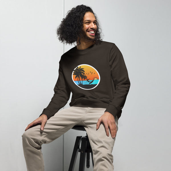 Sunset Surfing Vintage Graphic Men Organic Sweatshirt