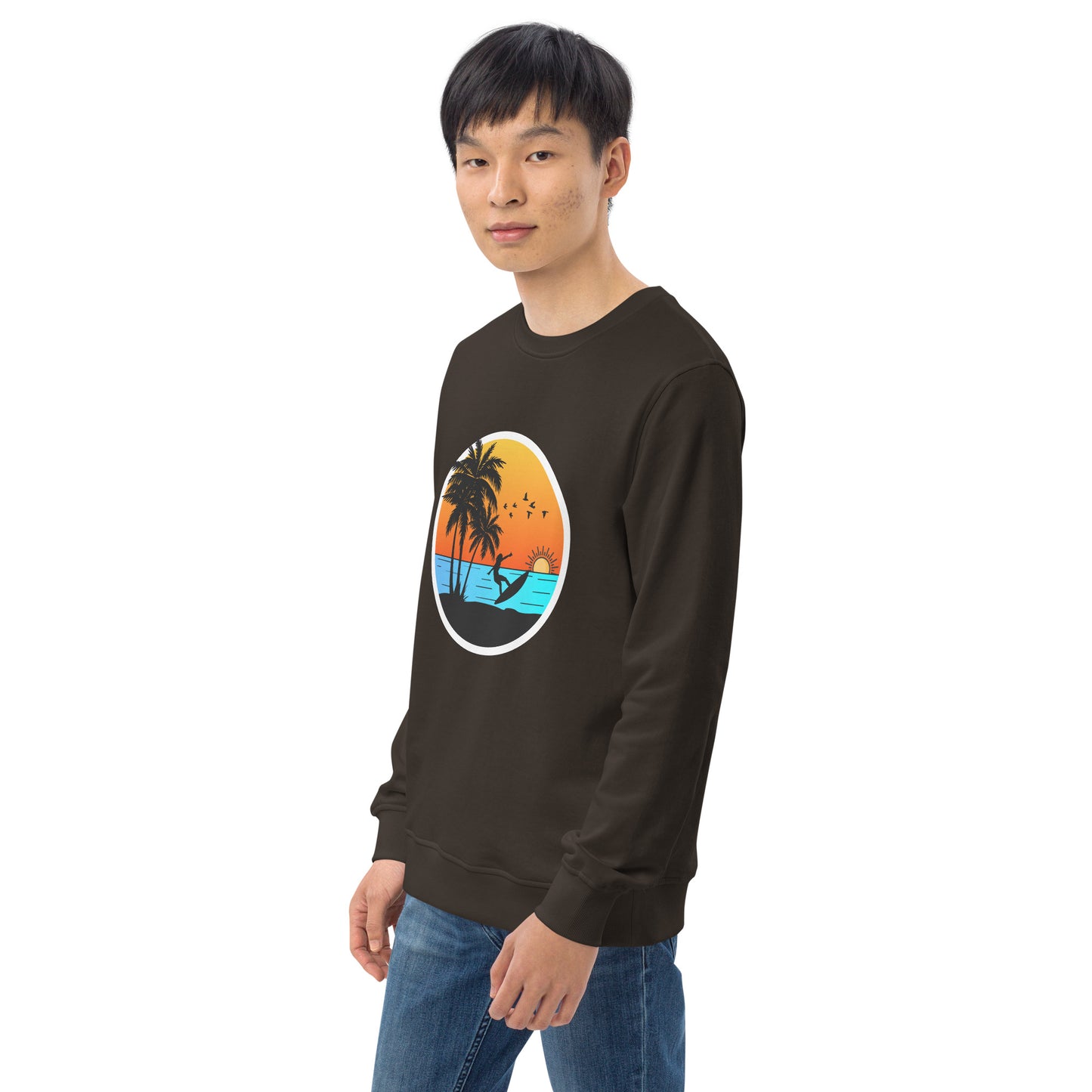 Sunset Surfing Vintage Graphic Men Organic Sweatshirt