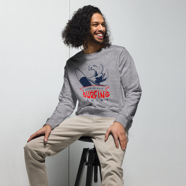 Surfing Point Vintage Graphic Men Organic Sweatshirt