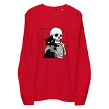 Cat & Skeleton Halloween Graphic Men Organic Sweatshirt