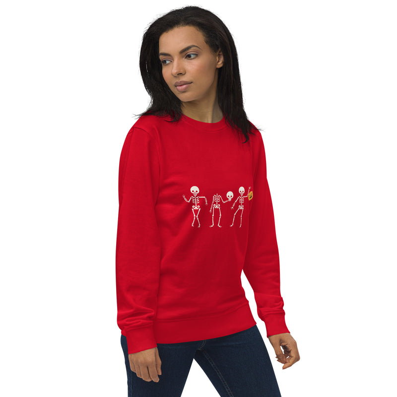 3 Skeleton Dancing Halloween Graphic Women Organic Sweatshirt