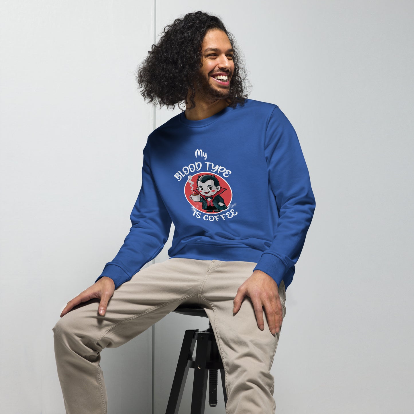 My Blood Type is Coffee Halloween Graphic Men Organic Sweatshirt