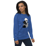 Cat & Skeleton Halloween Graphic Women Organic Sweatshirt