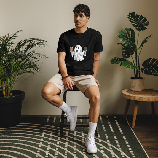 Ghost with Coffee Halloween Graphic Men Staple Eco T-shirt