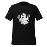 Ghost with Coffee Halloween Graphic Women Staple Eco T-shirt