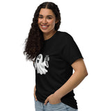 Ghost with Coffee Halloween Graphic Women Staple Eco T-shirt